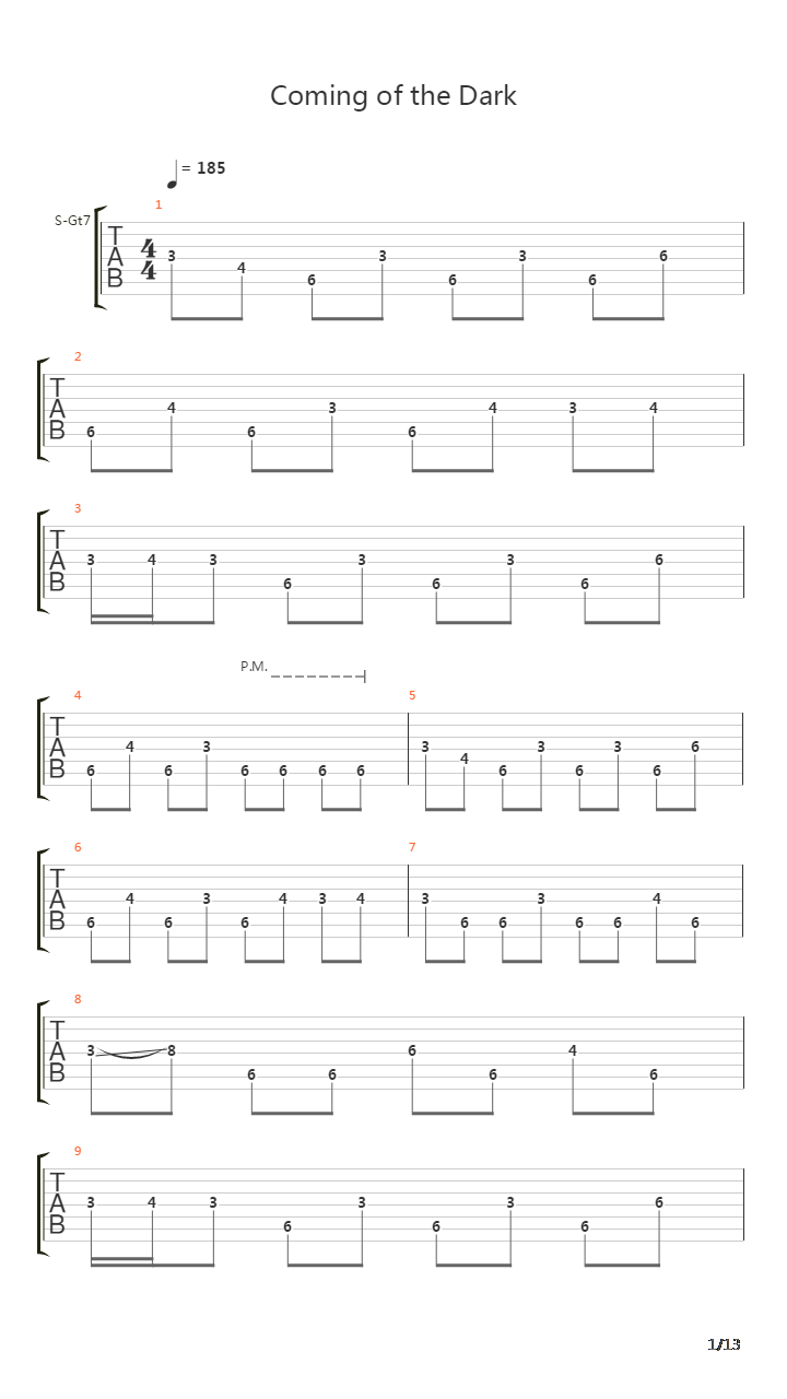 Coming Of The Dark吉他谱