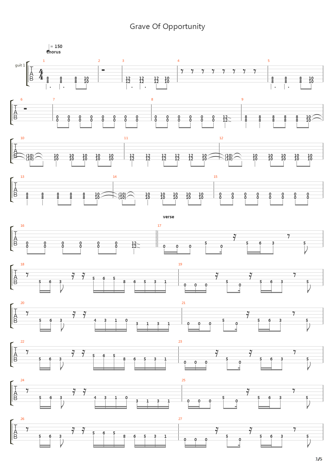 Grave Of Opportunity吉他谱