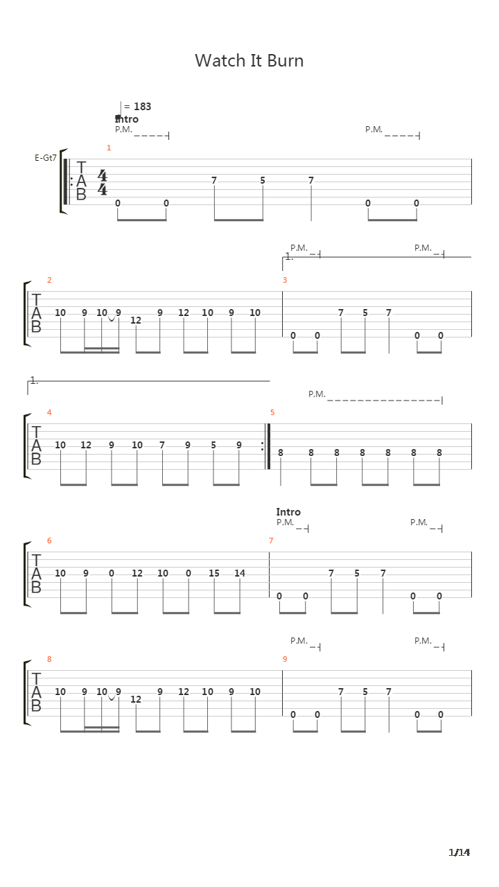 Watch It Burn吉他谱
