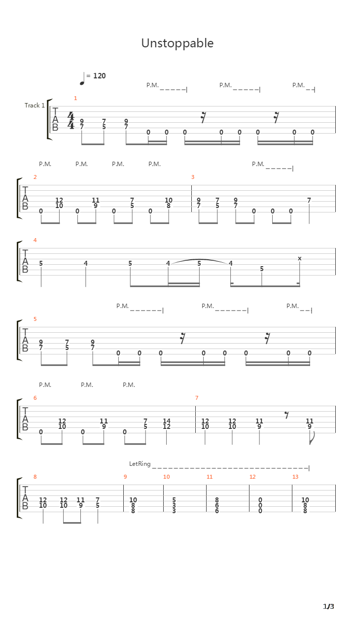Unstoppable吉他谱