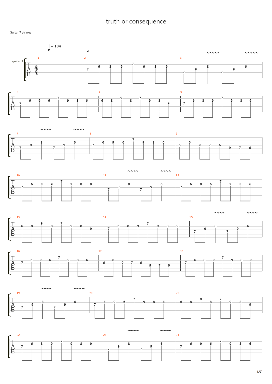 Truth Or Consequence吉他谱