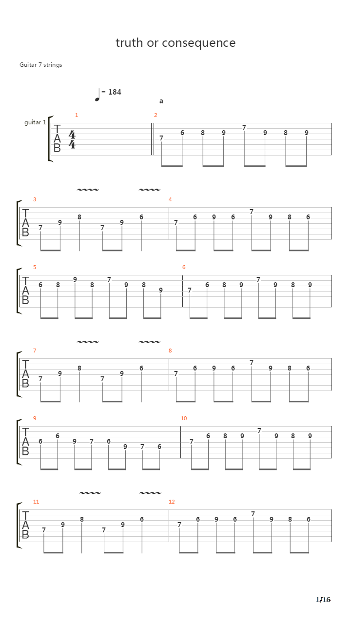 Truth Or Consequence吉他谱
