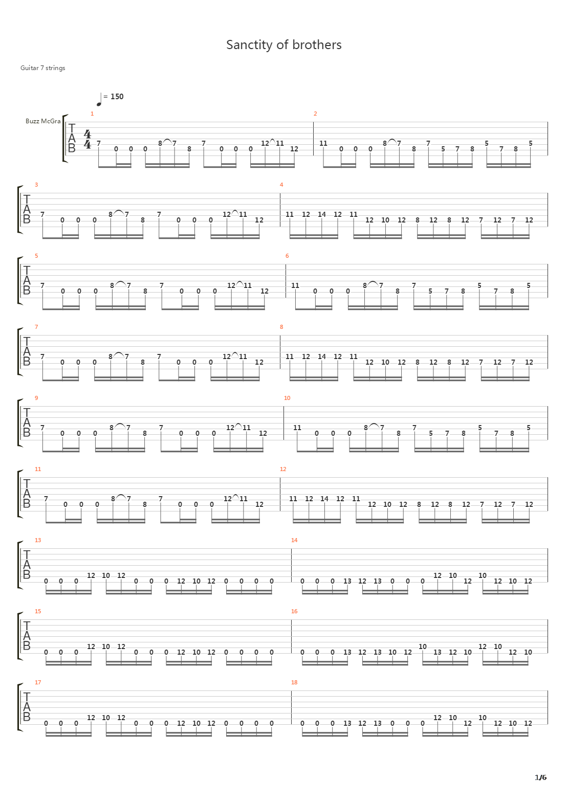 Sanctity Of Brothers吉他谱