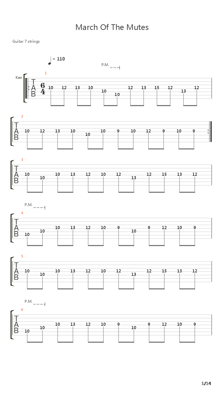 March Of The Mutes吉他谱