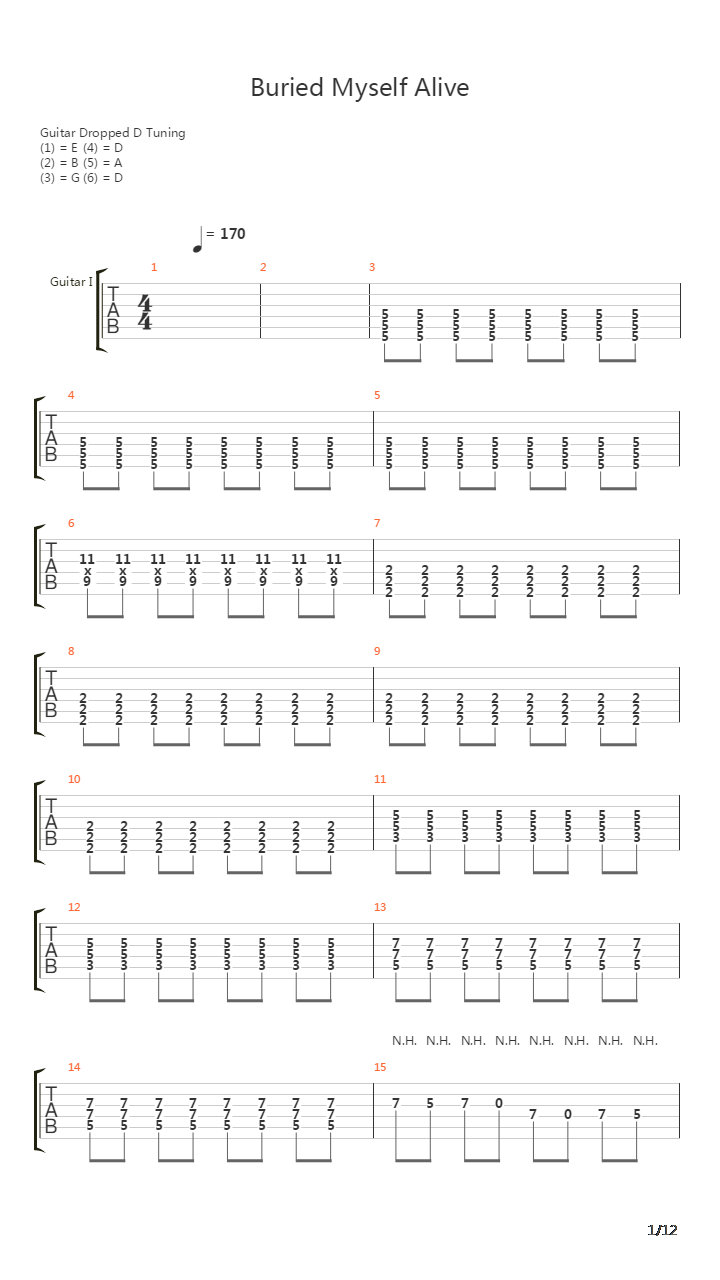 Buried Myself Alive吉他谱