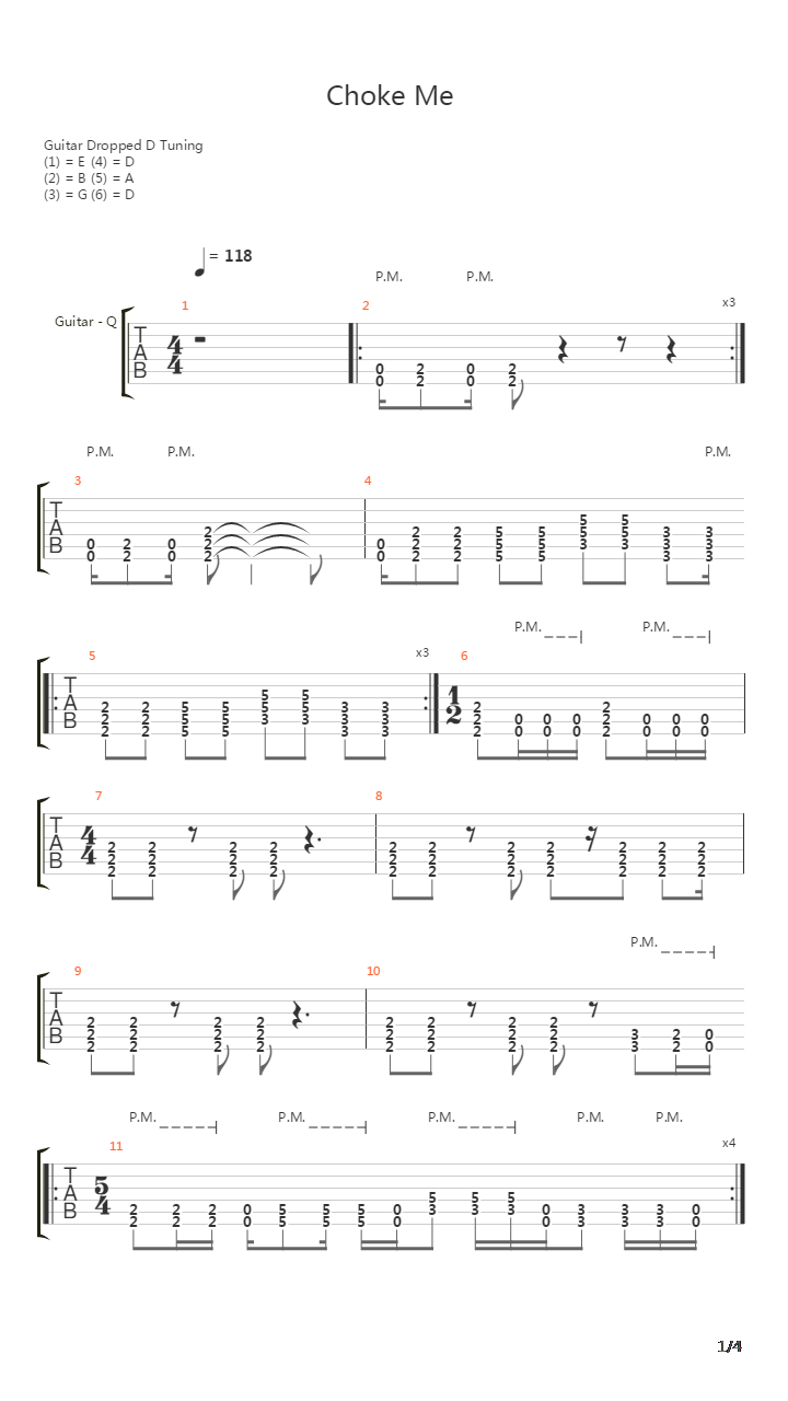 Choke Me吉他谱