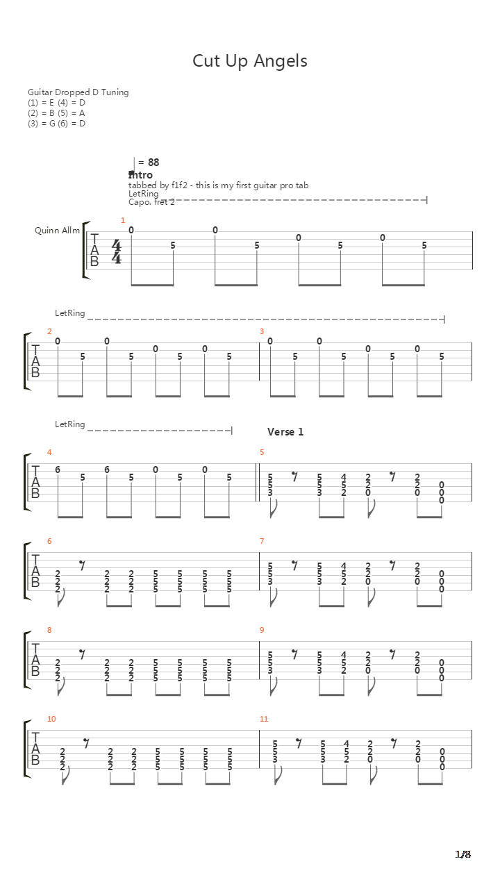 Cut Up Angels吉他谱