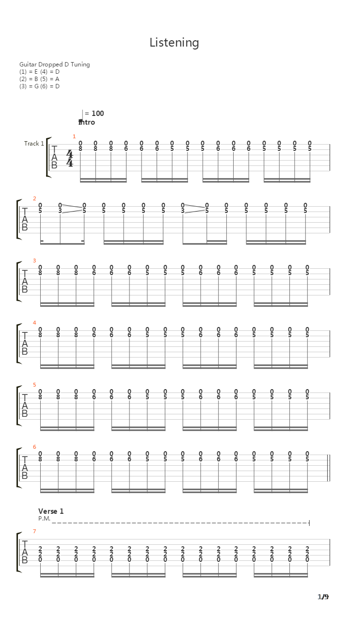 Listening吉他谱
