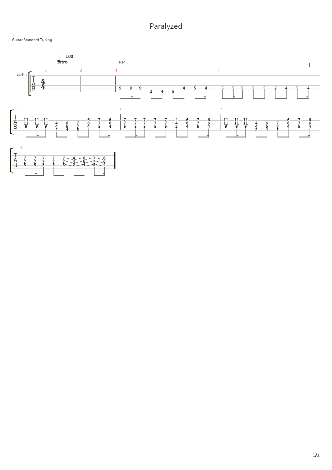Paralyzed吉他谱