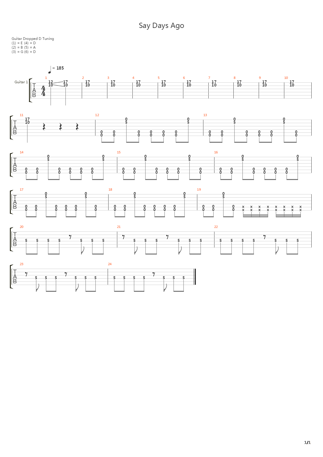 Say Days Ago吉他谱