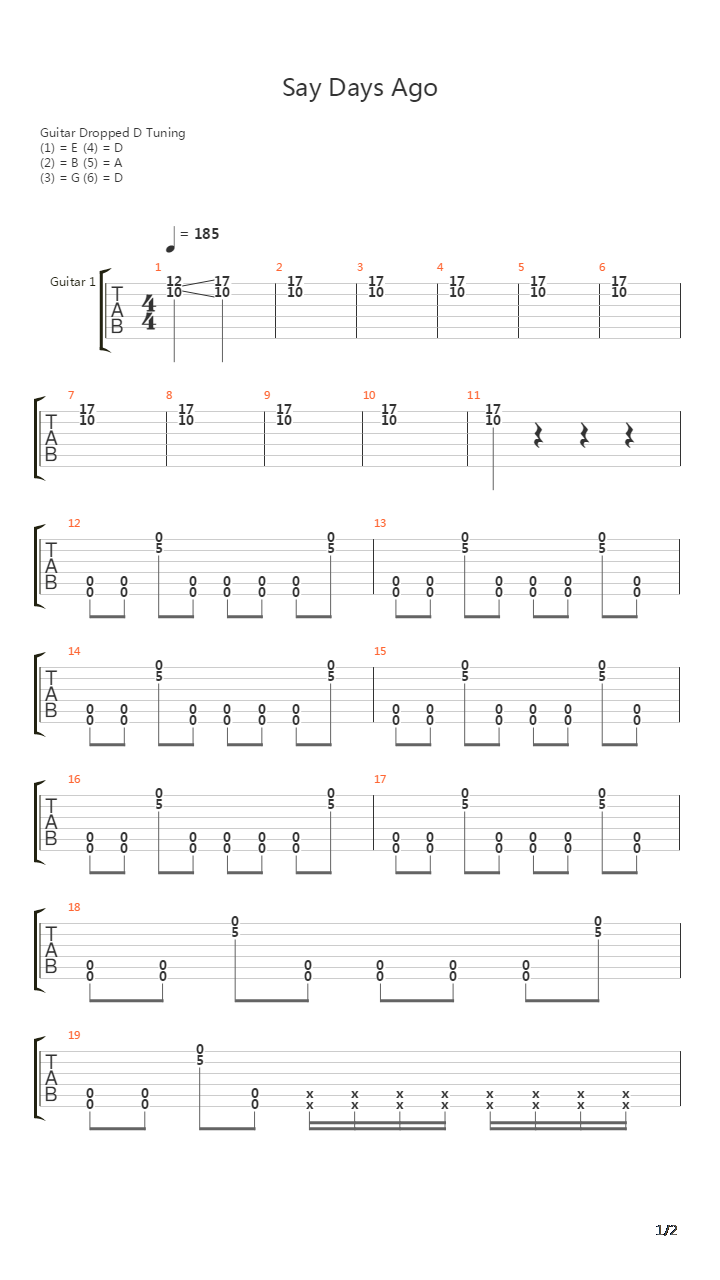 Say Days Ago吉他谱