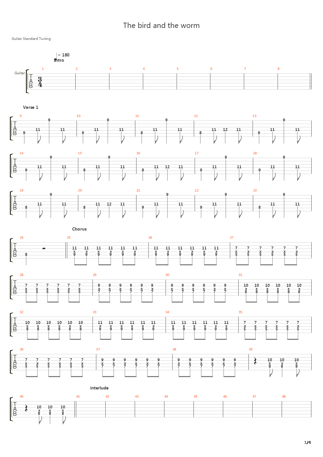 The Bird And The Worm吉他谱