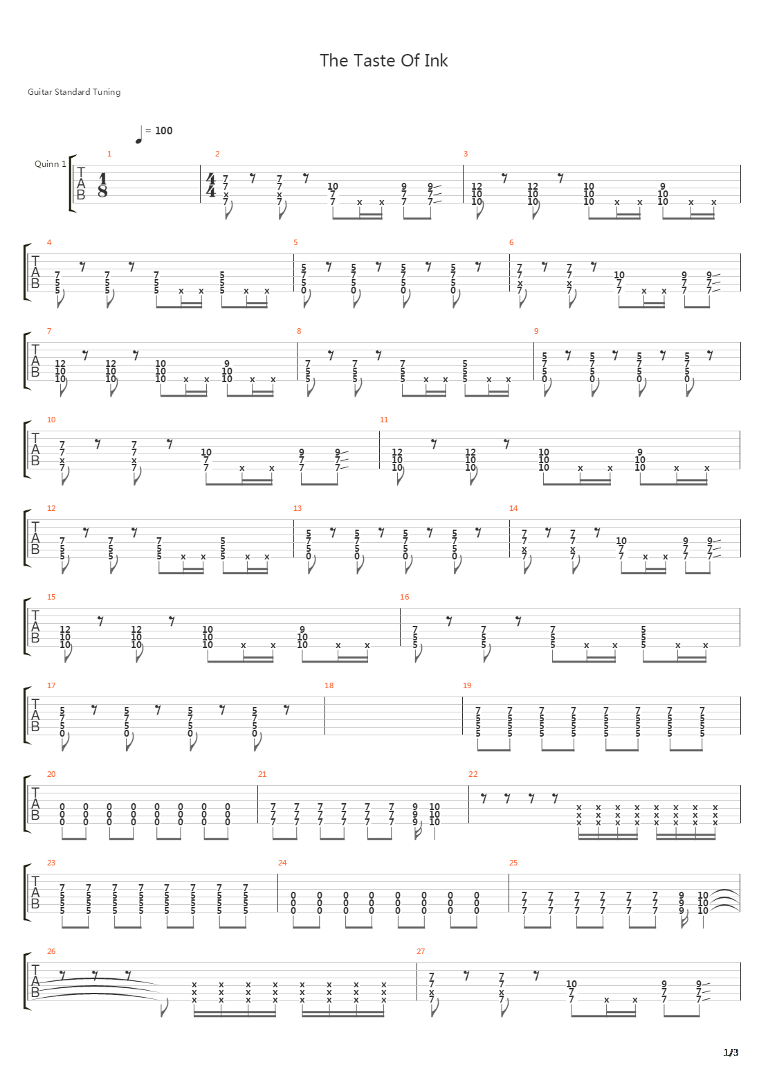 The Taste Of Ink吉他谱