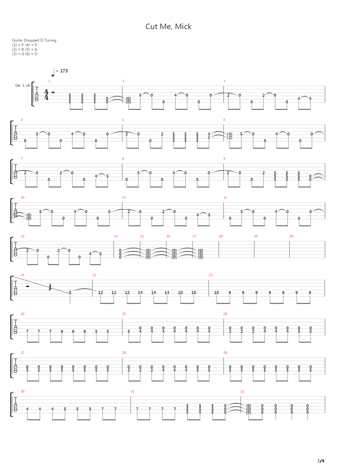 Cut Me Mick吉他谱