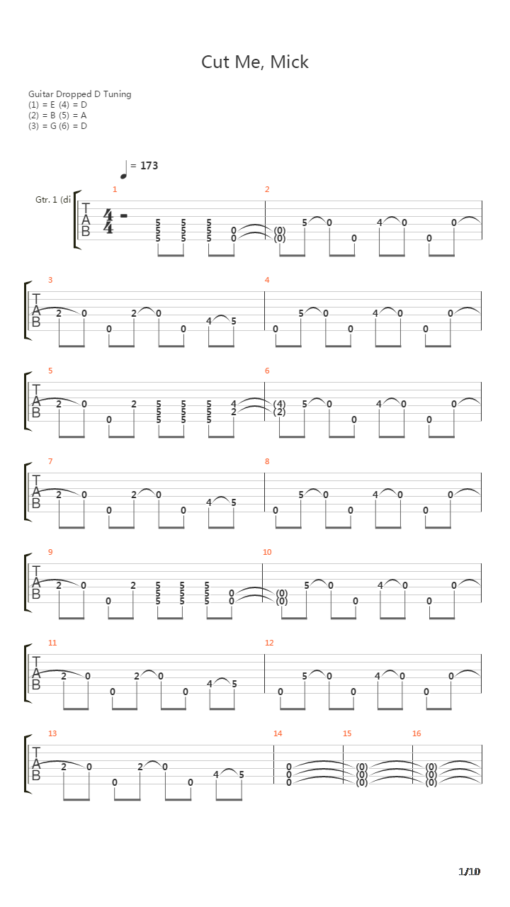 Cut Me Mick吉他谱