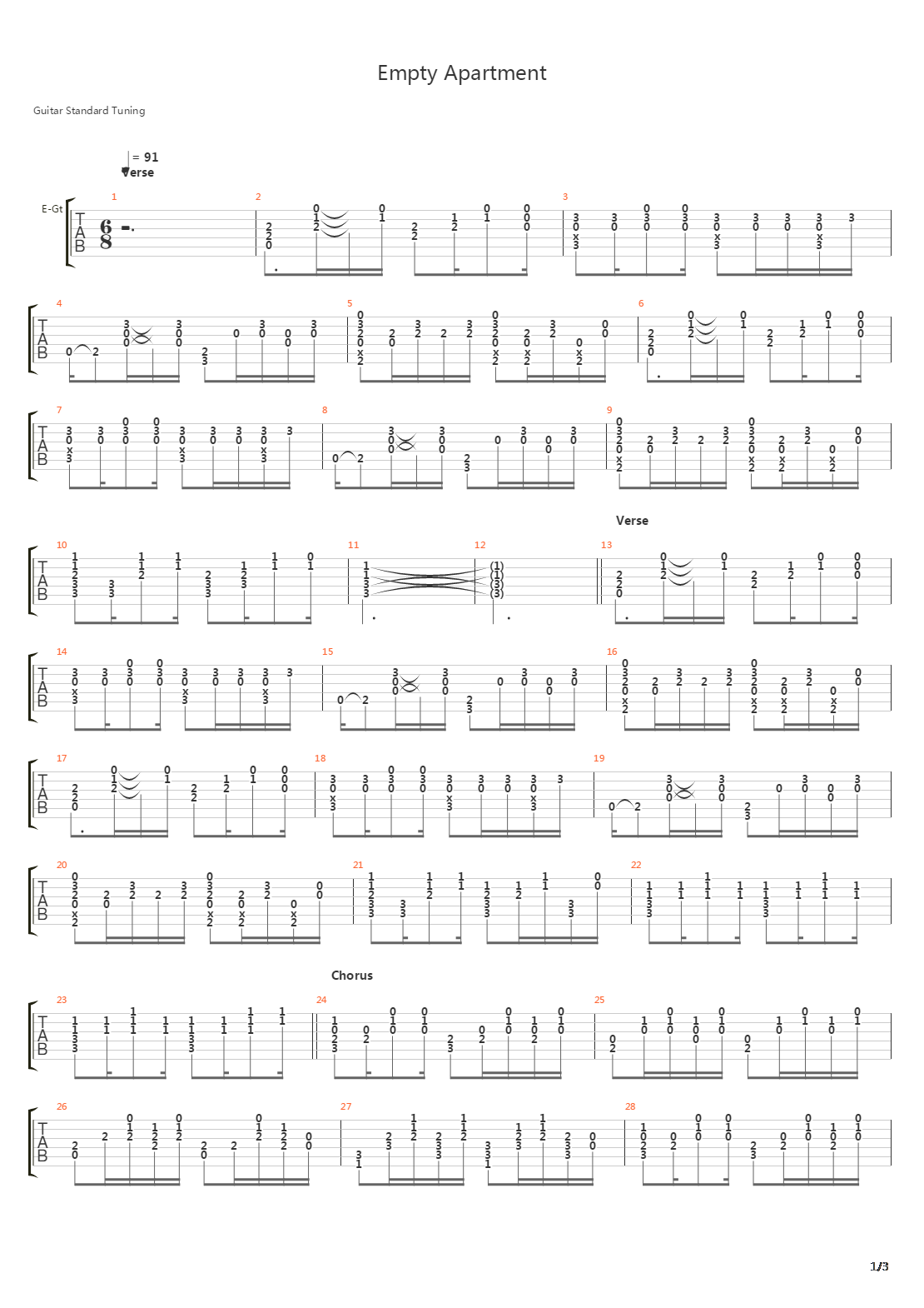 Empty Apartment吉他谱
