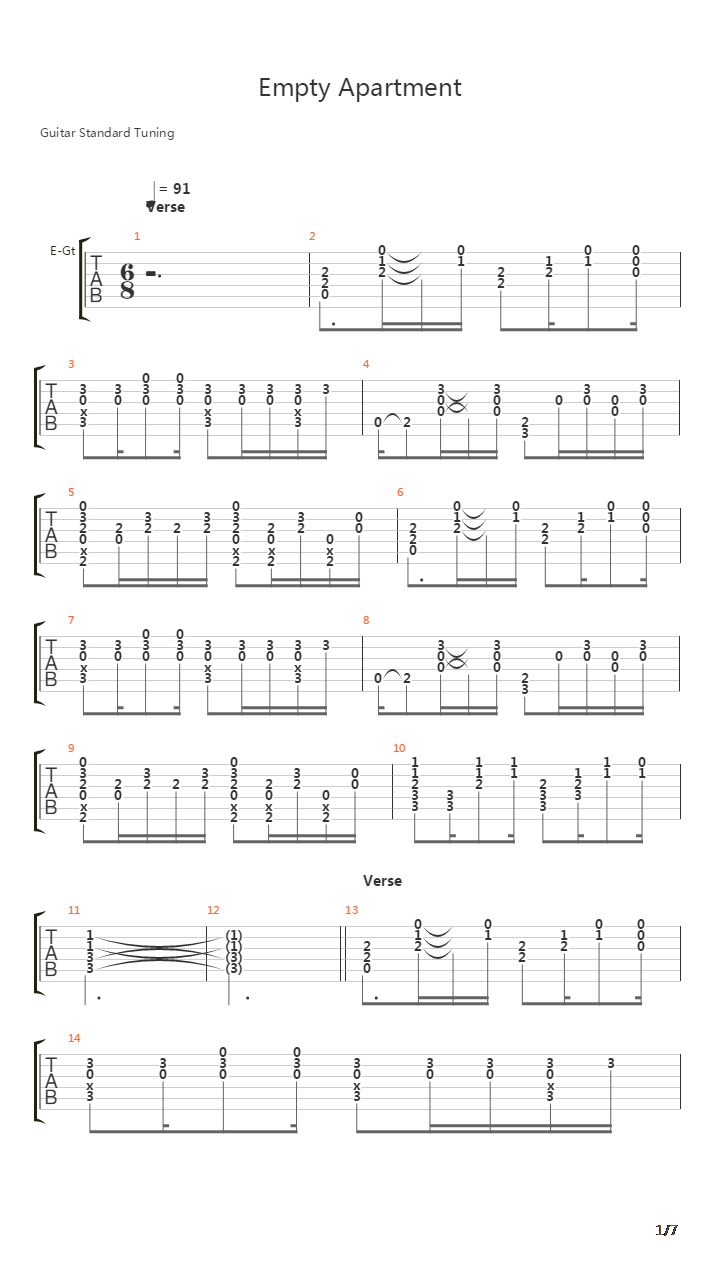 Empty Apartment吉他谱
