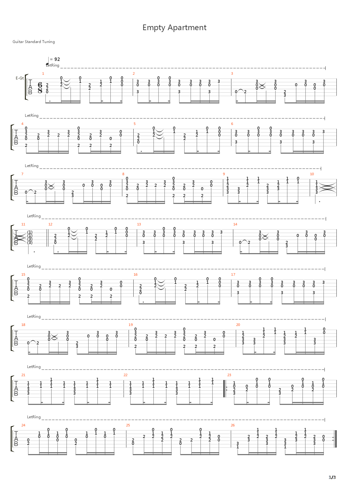 Empty Apartment吉他谱