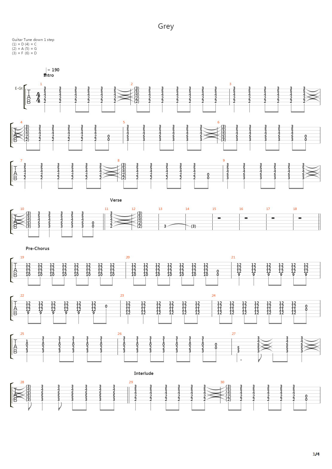 Grey吉他谱