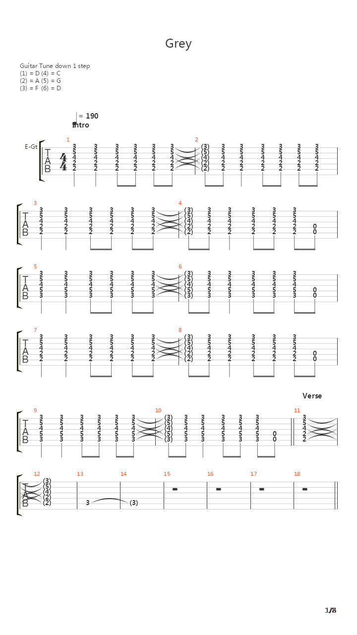 Grey吉他谱