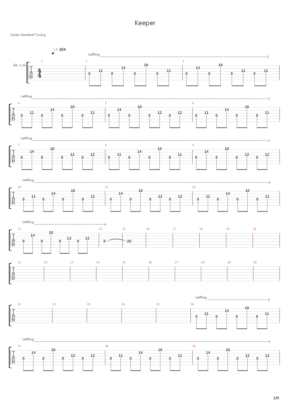 Keeper吉他谱