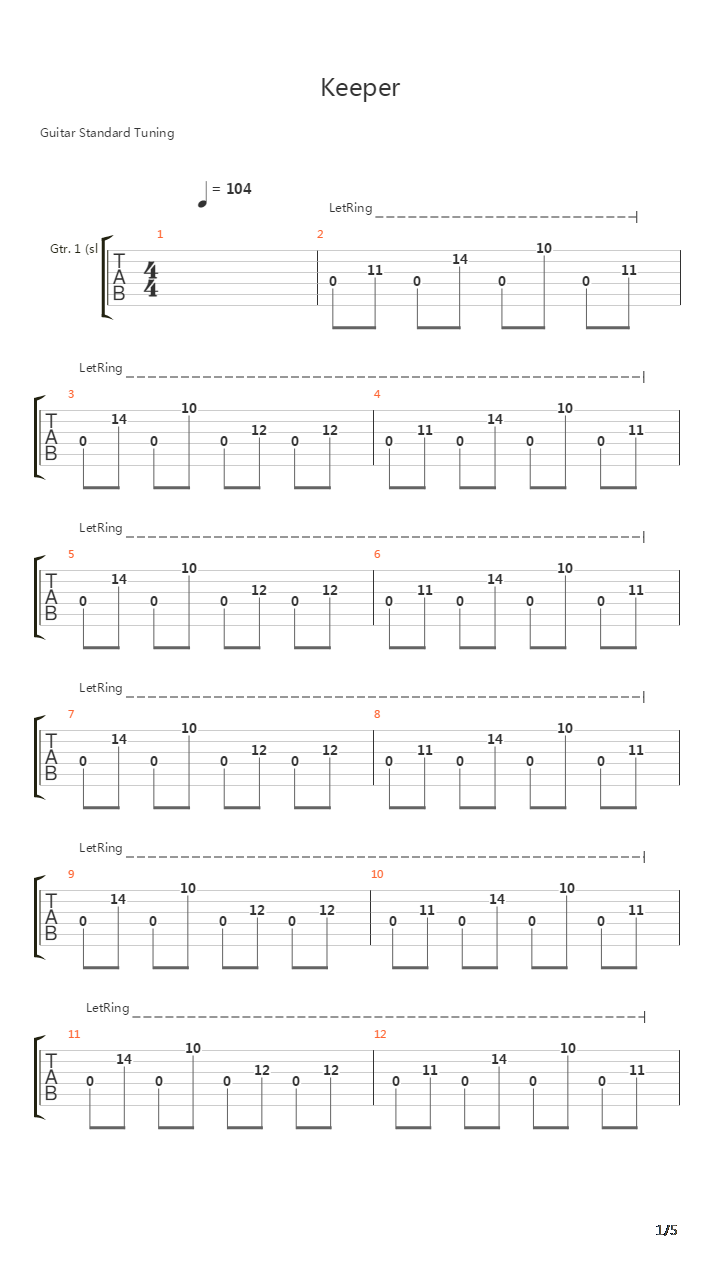 Keeper吉他谱