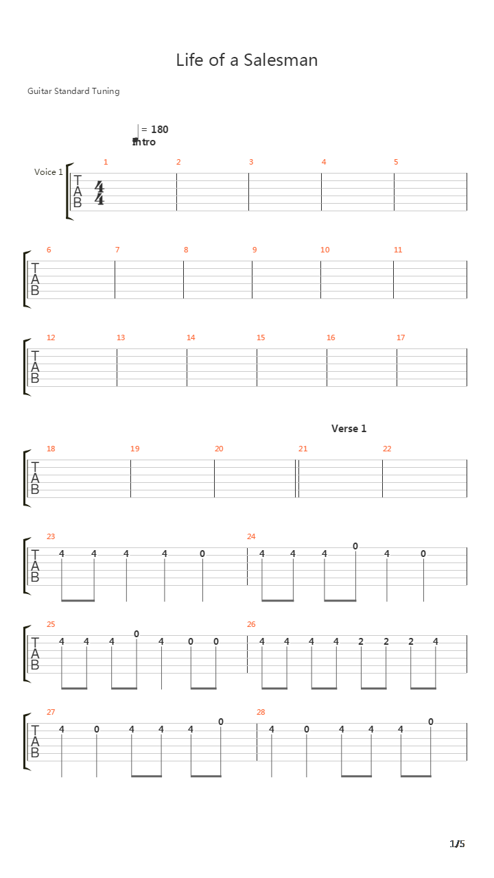 Life Of A Salesman吉他谱