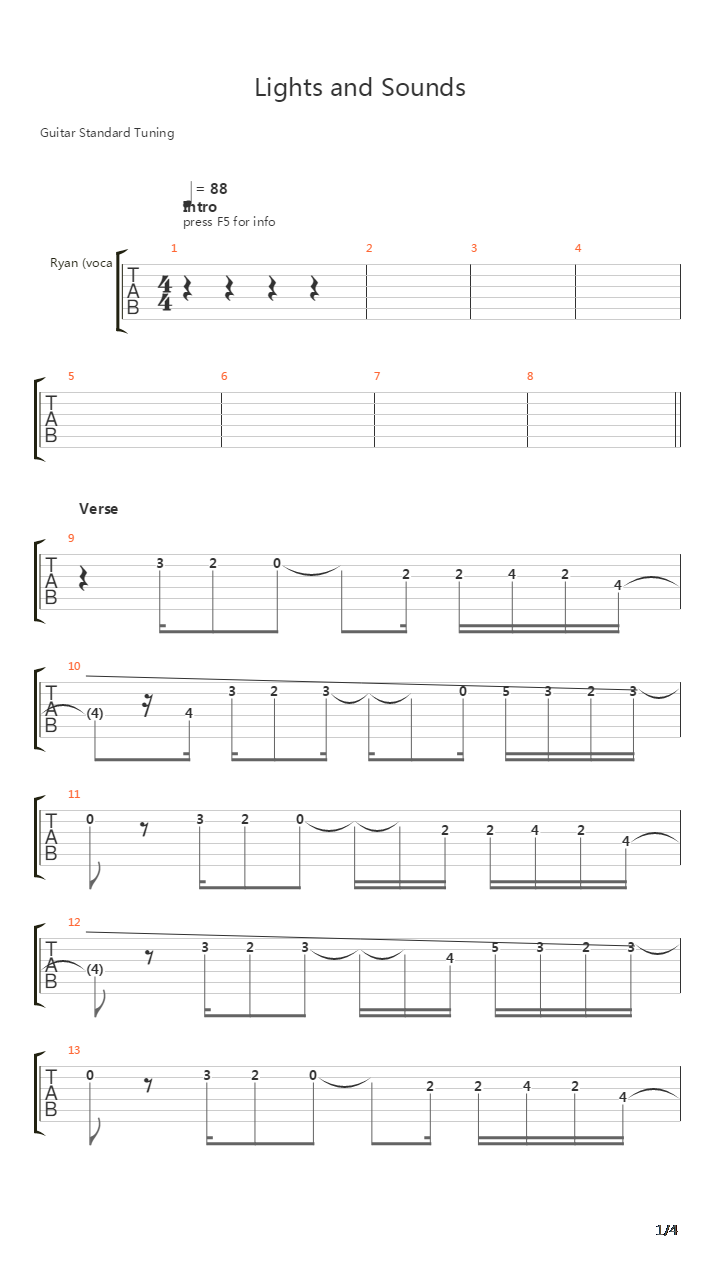 Lights And Sounds吉他谱