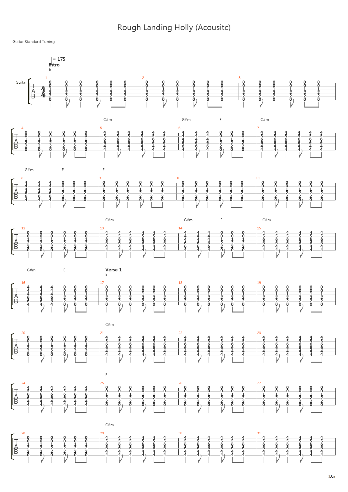 Rough Landing Holly吉他谱