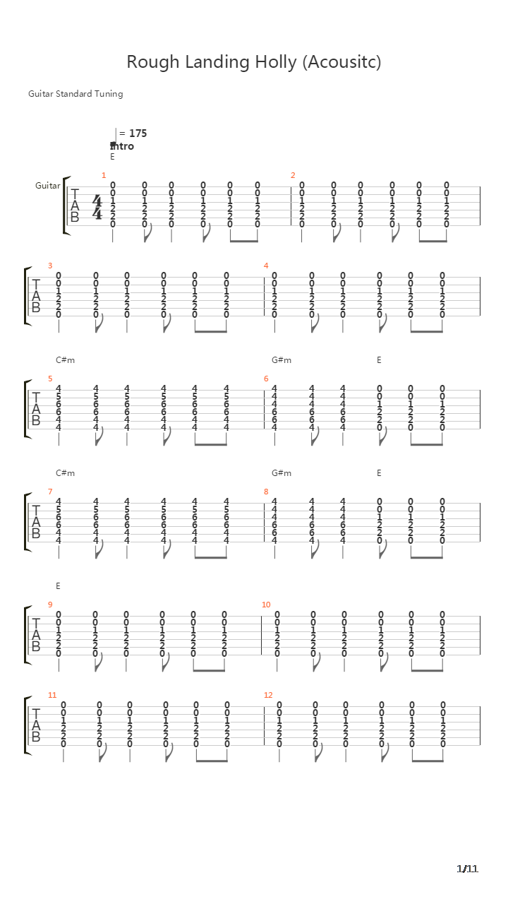 Rough Landing Holly吉他谱