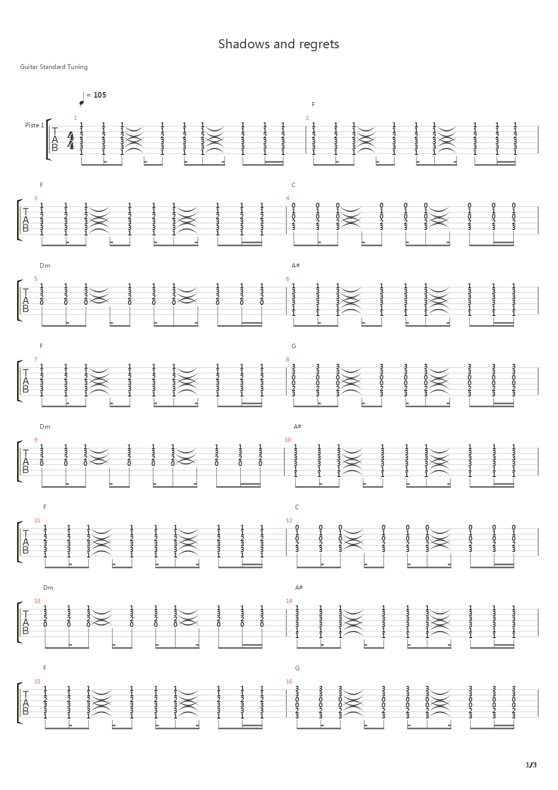 Shadows And Regrets吉他谱