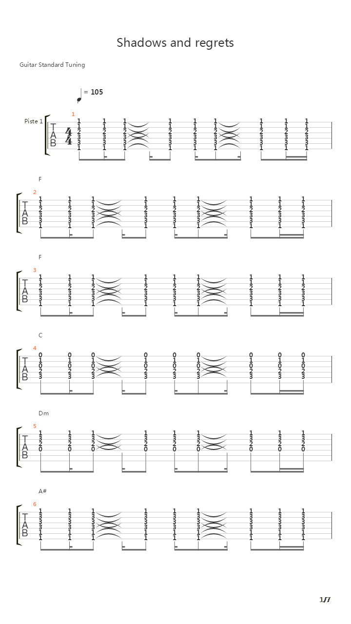 Shadows And Regrets吉他谱