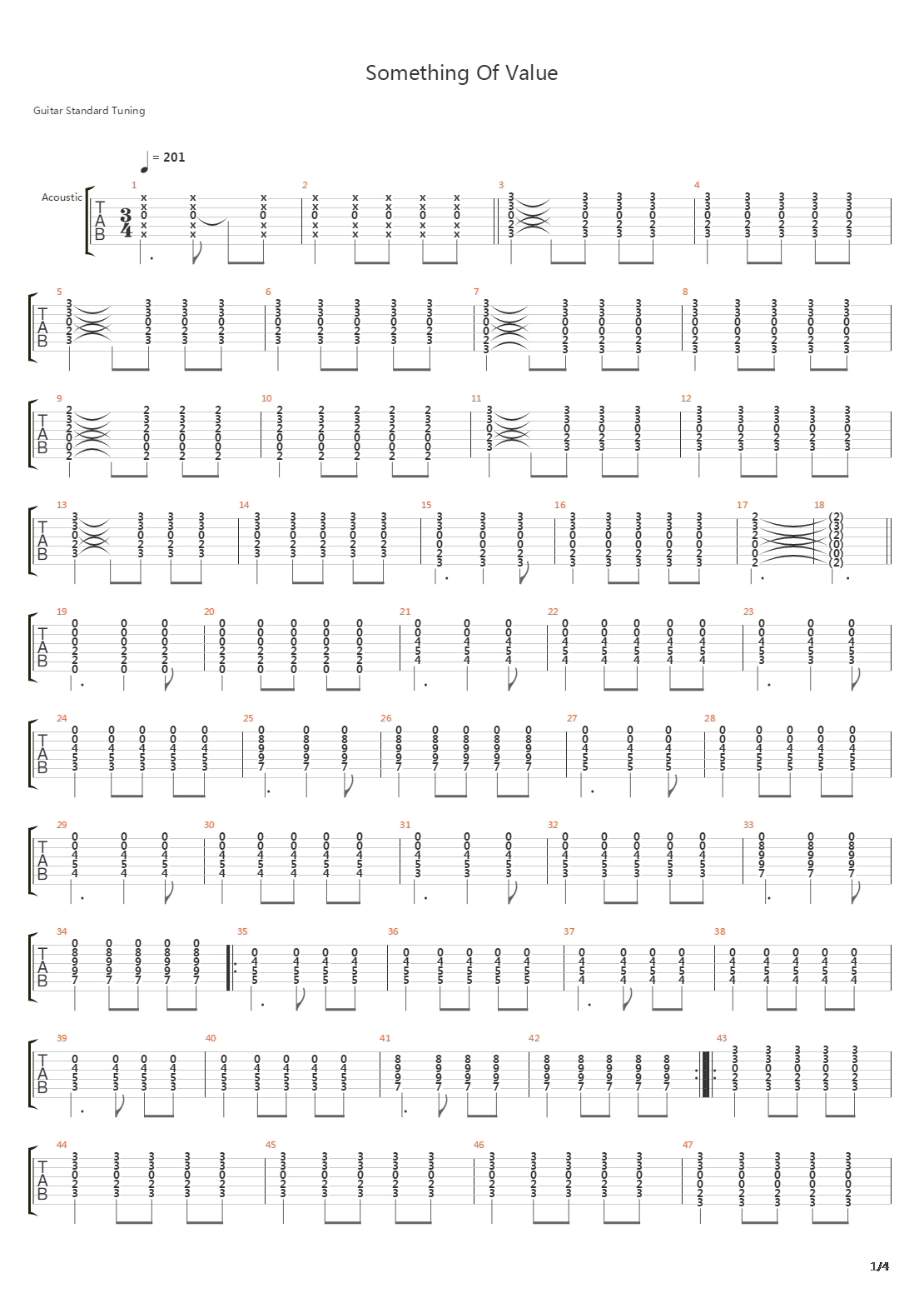 Something Of Value吉他谱