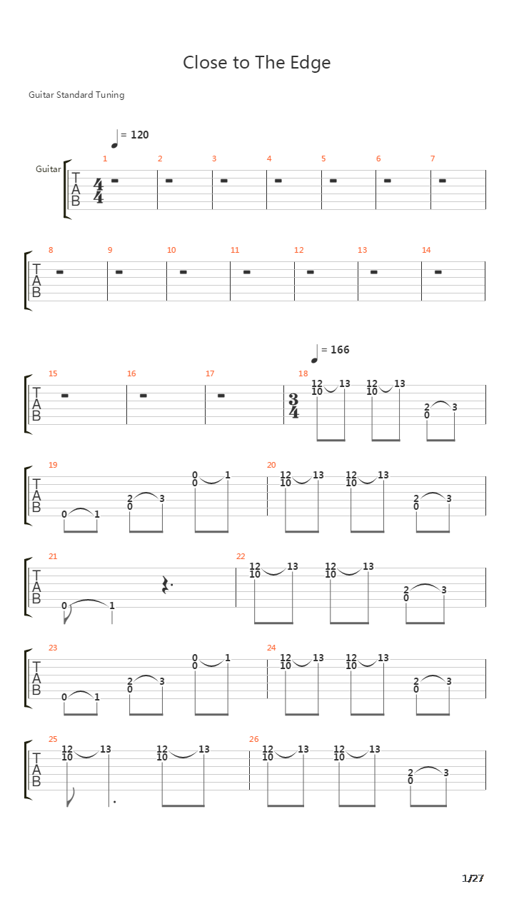 Close To The Edge吉他谱