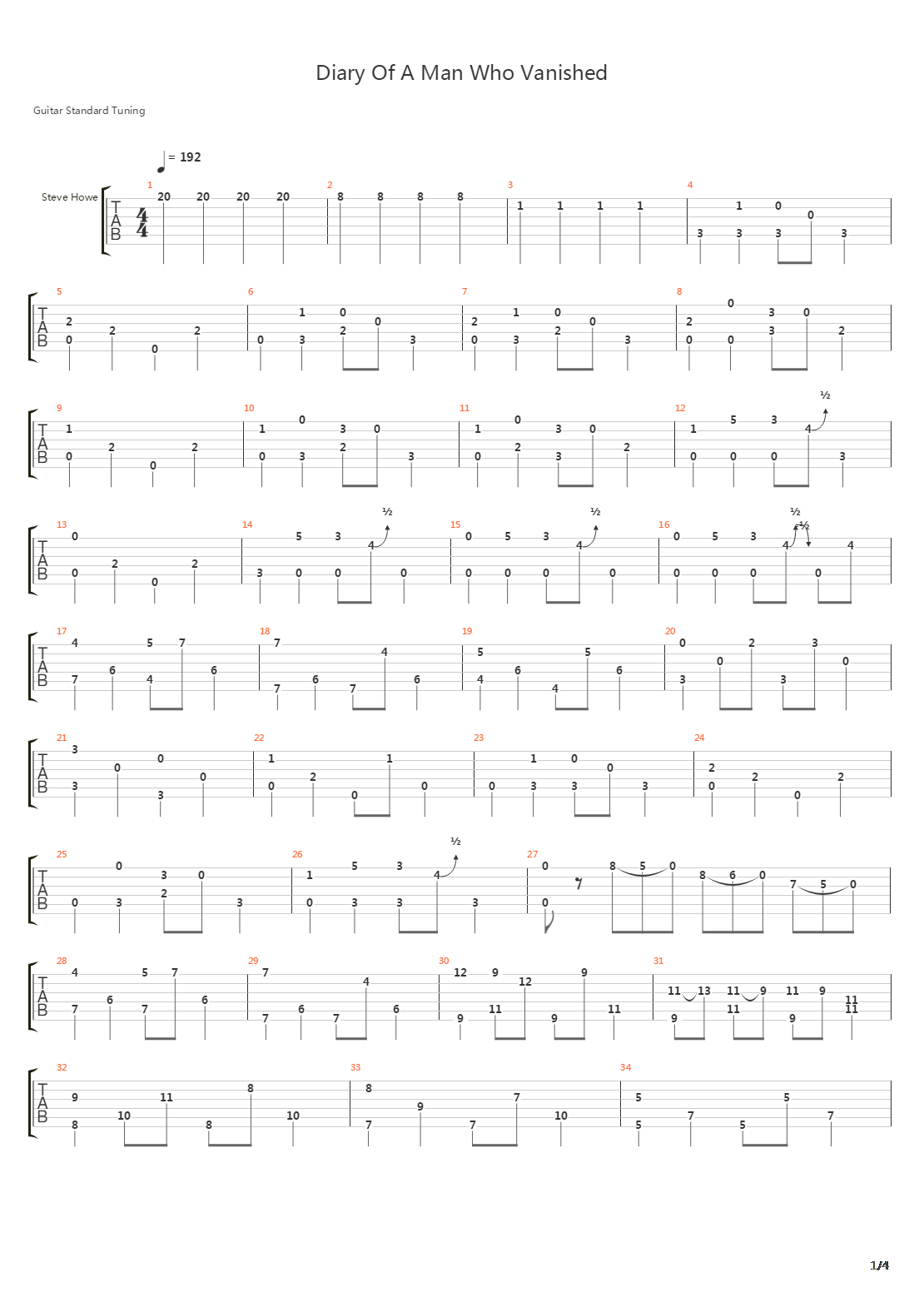Diary Of A Man Who Vanished吉他谱