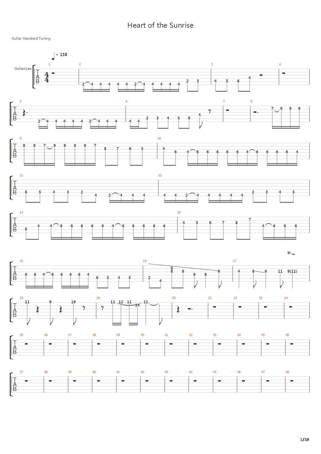 Heart Of The Sunrise吉他谱