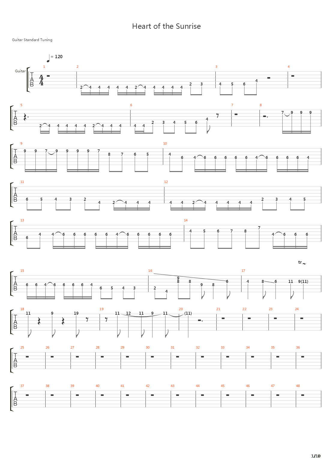 Heart Of The Sunrise吉他谱
