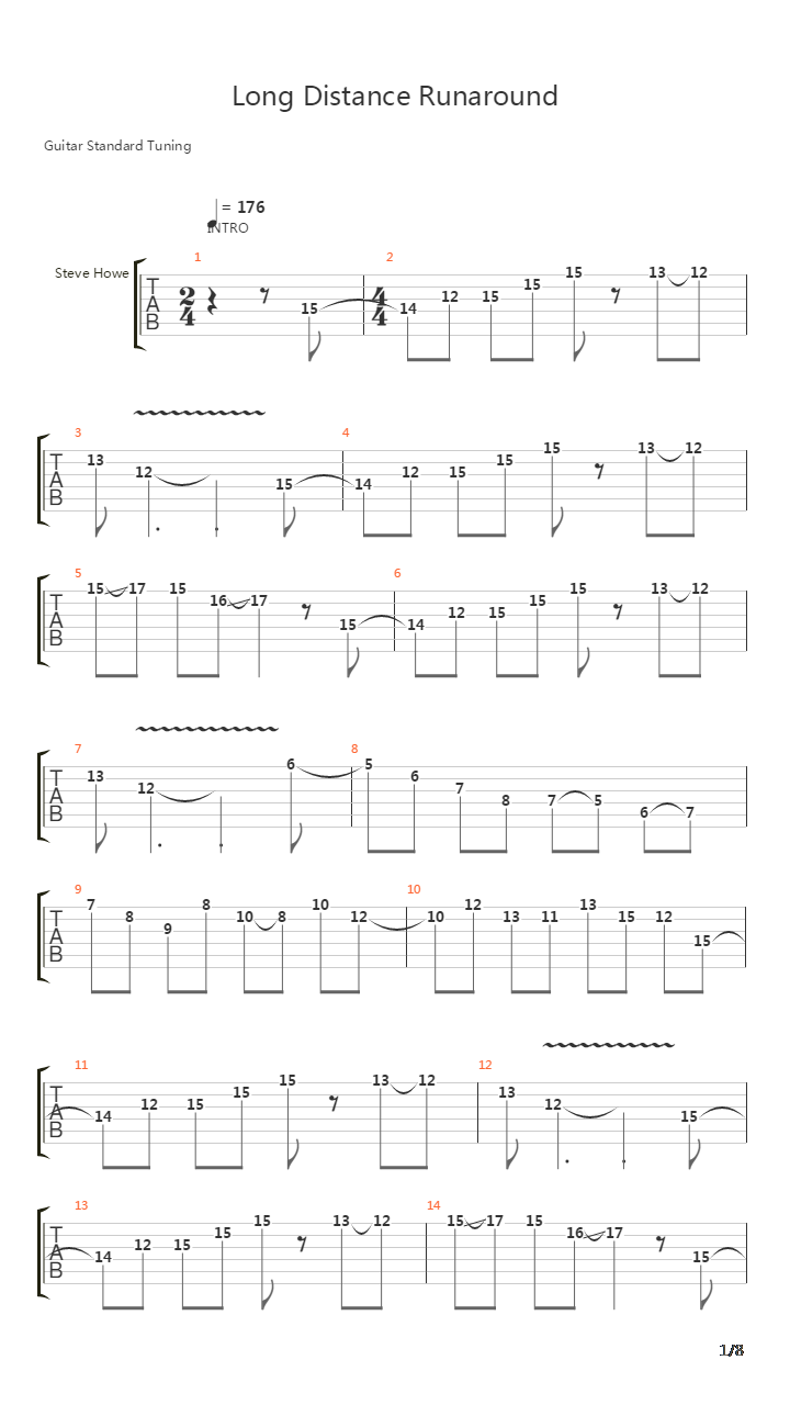 Long Distance Runaround吉他谱