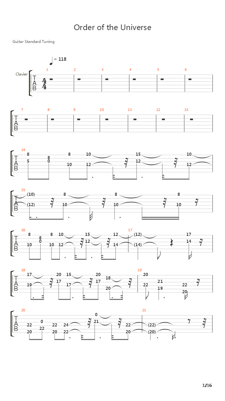 Order Of The Universe吉他谱