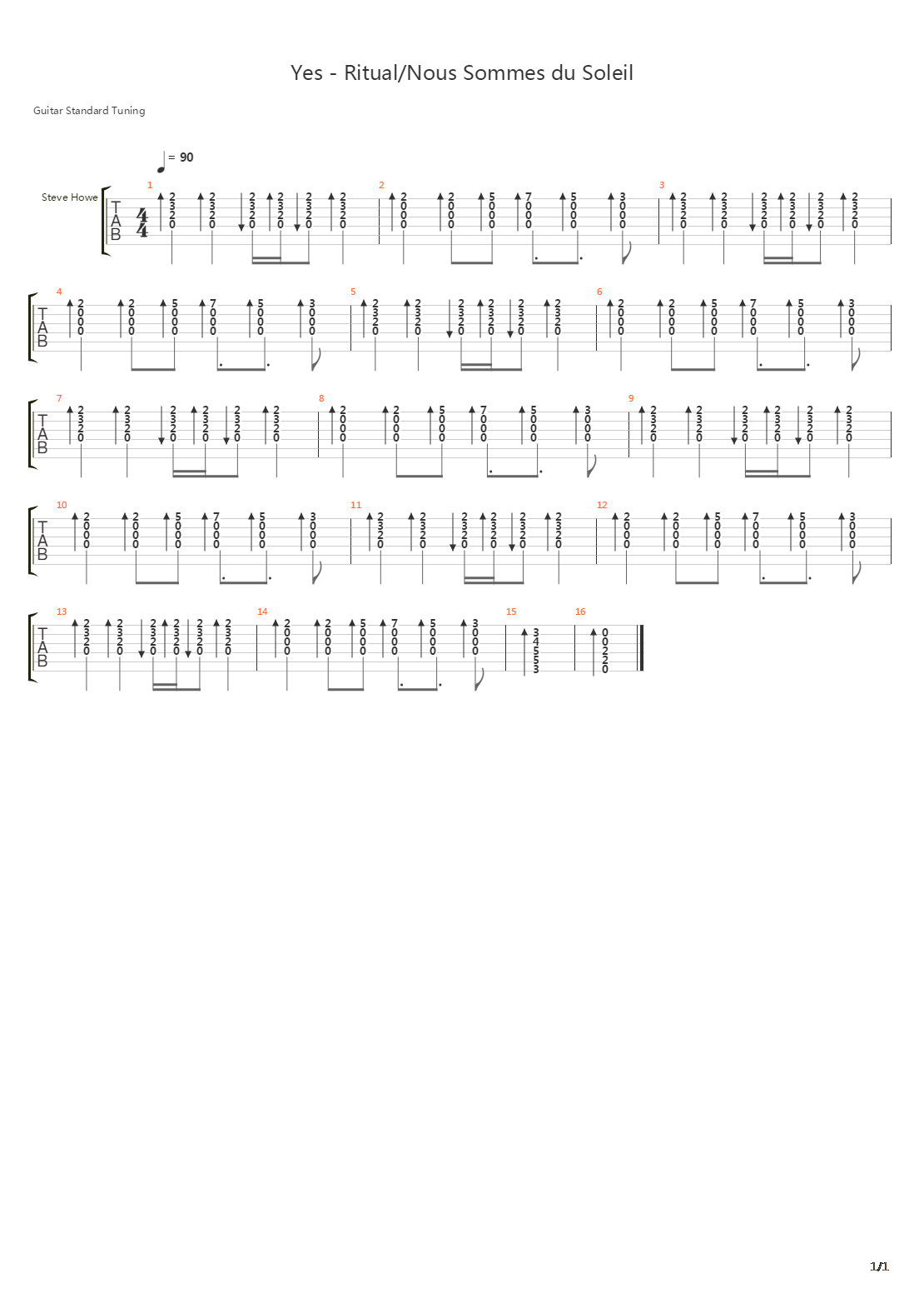 Ritual Nous Sommes Du Soleil吉他谱