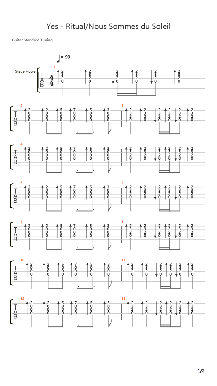 Ritual Nous Sommes Du Soleil吉他谱