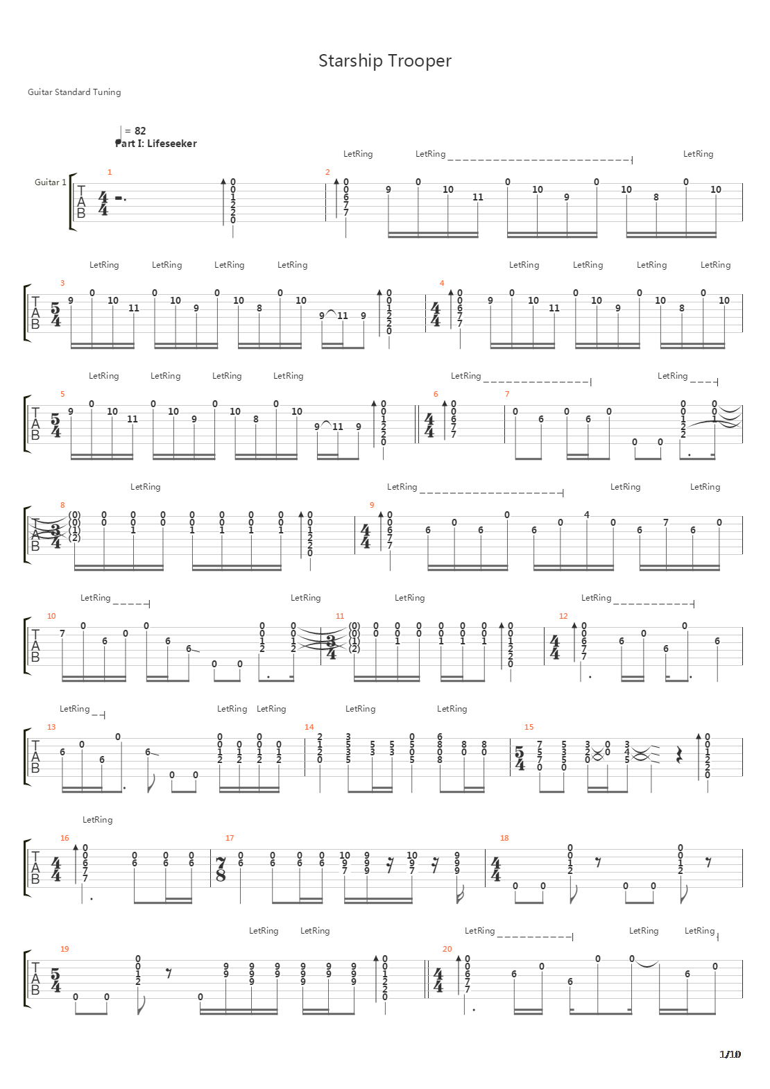 Starship Trooper吉他谱
