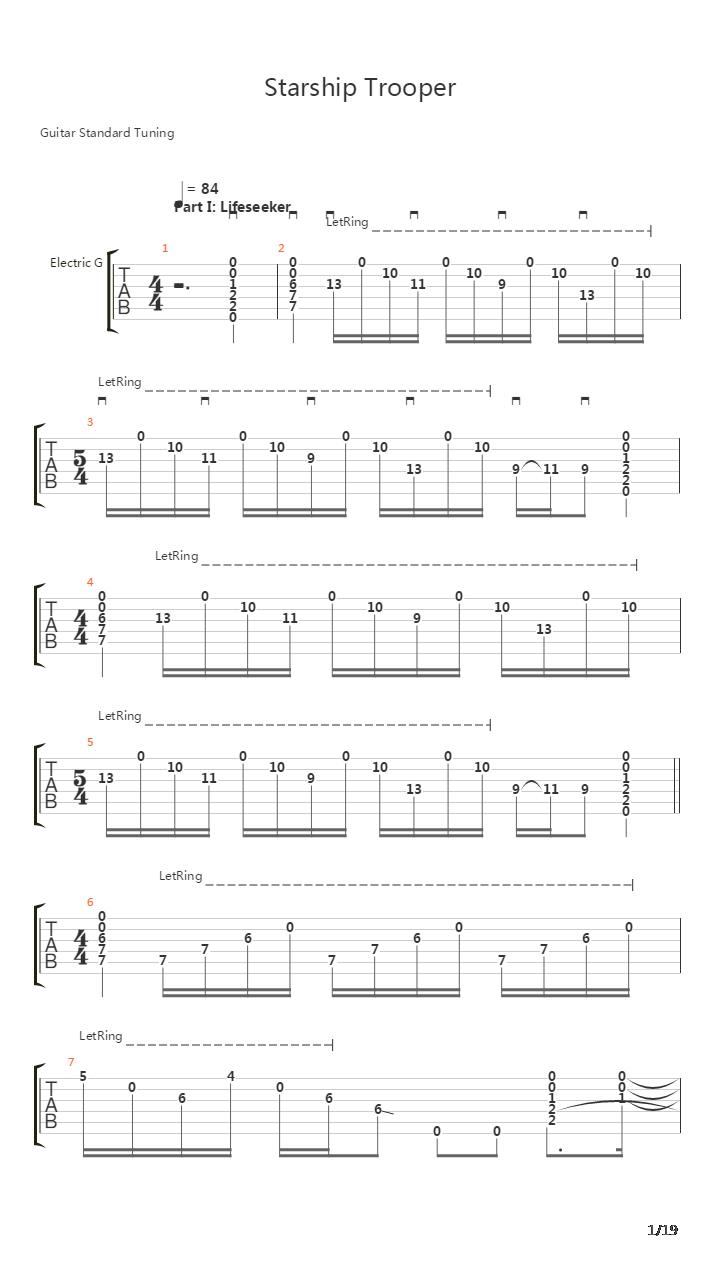 Starship Trooper吉他谱