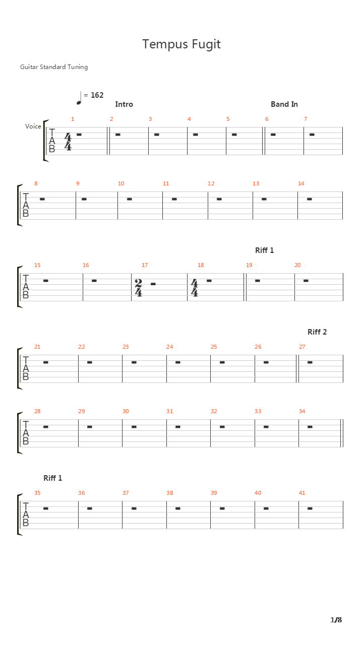 Tempus Fugit吉他谱