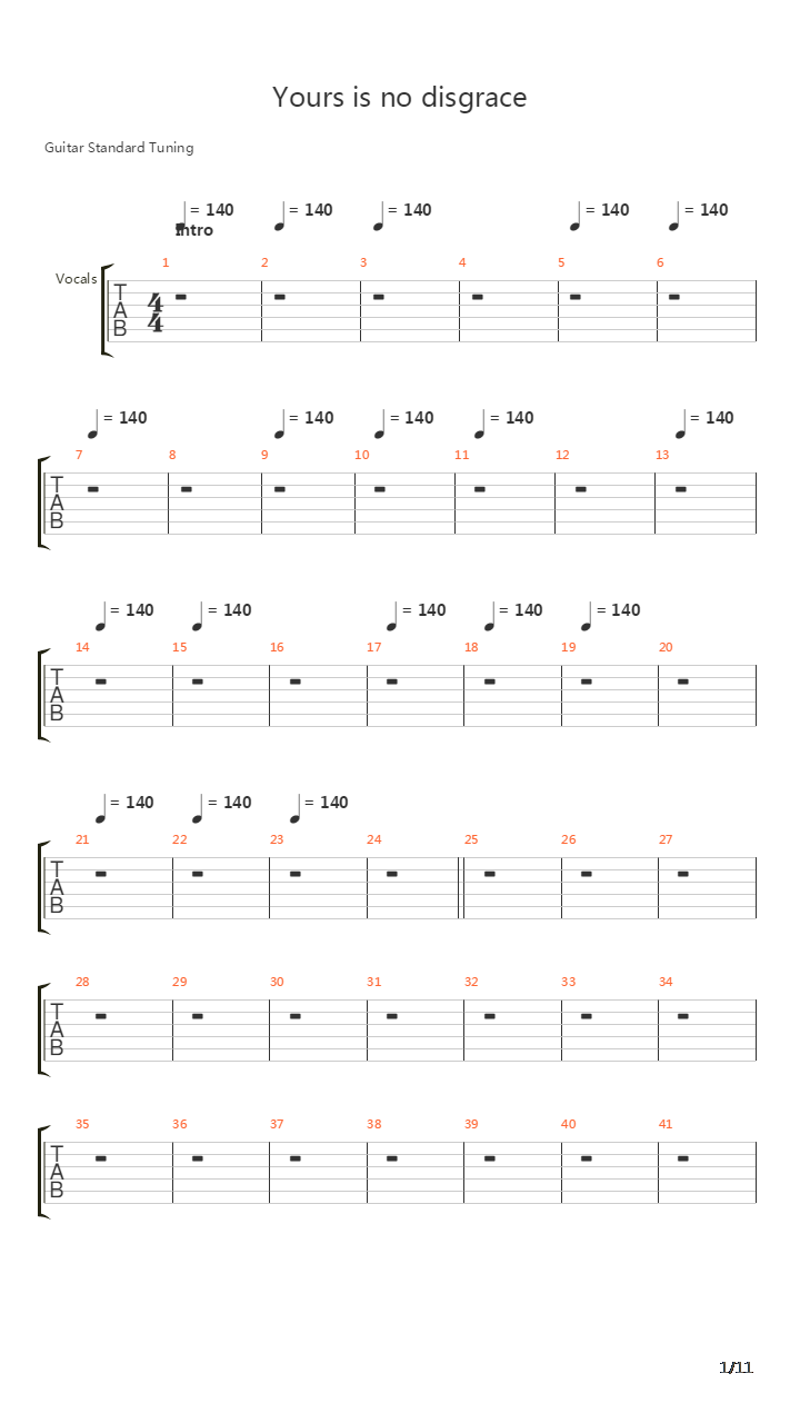 Yours Is No Disgrace吉他谱