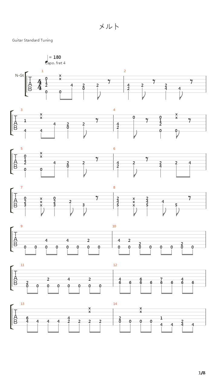メルト(Melt)吉他谱