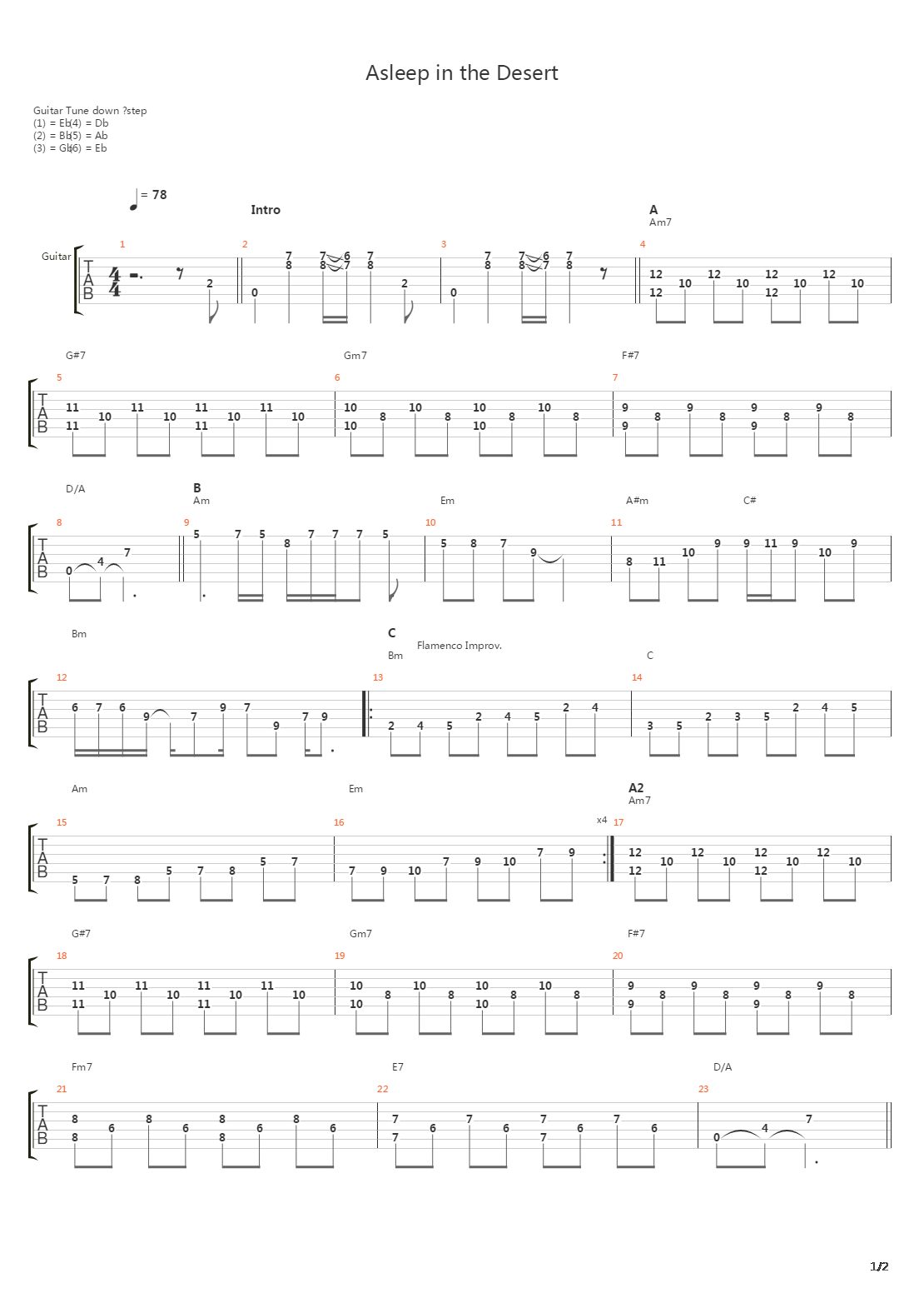 Asleep In The Desert吉他谱