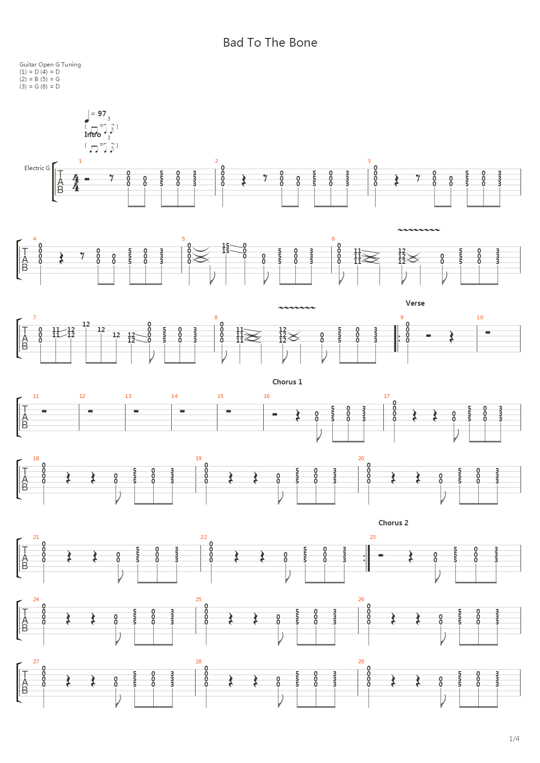 Bad To The Bone吉他谱