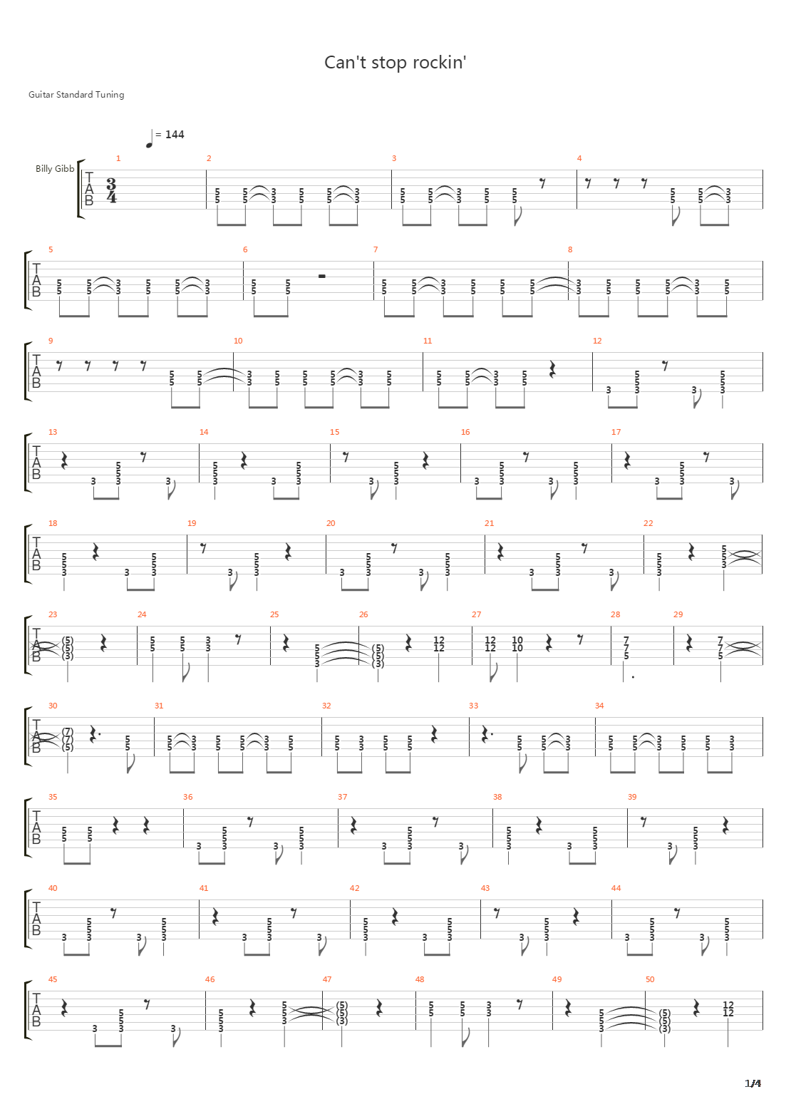 Cant Stop Rockin吉他谱