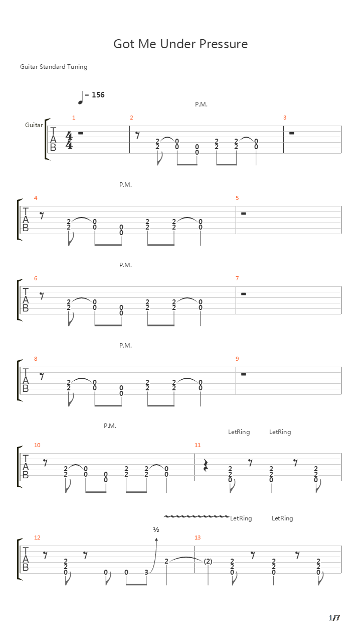 Got Me Under Pressure吉他谱